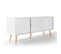 Buffet Bas Scandinave 135 Cm Effie 3 Portes Bois Blanc