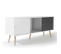 Buffet Bas Scandinave 135 Cm Effie 3 Portes Bois Blanc Et Gris