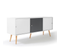 Buffet Bas Scandinave 135 Cm Effie 3 Portes Bois Blanc Et Gris