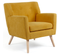 Fauteuil Scandinave Liv En Tissu Jaune Moutarde