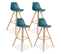 Lot De 4 Tabourets De Bar Sara Bleu Canard