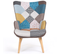 Fauteuil Scandinave Ivar En Tissu Patchwork Multicouleurs