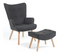 Fauteuil Scandinave Ivar Avec Repose Pieds Gris Anthracite