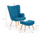 Fauteuil Scandinave Ivar Avec Repose Pieds Bleu Canard