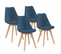 Lot De 4 Chaises Scandinaves Sara En Velours Bleu Canard