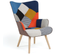 Fauteuil Scandinave Ivar En Tissu Patchwork Multicouleurs Et Imprimé Pied De Poule