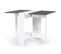 Table Console Pliable Edi 2-4 Personnes Bois Blanc Plateau Gris 103 X 76 Cm