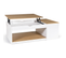 Table Basse Plateau Relevable Rectangulaire Elea Avec Coffre Bois Blanc Et Façon Hêtre