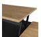 Table Basse Plateau Relevable Rectangulaire Elea Avec Coffre Bois Noir Et Façon Hêtre