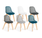 Lot De 6 Chaises Mandy Mix Color Blanc, Gris Clair, Bleu Canard X2, Gris Foncé X2