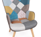 Fauteuil Scandinave Ivar Avec Repose Pieds En Tissu Patchwork Multicouleurs