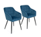 Lot De 2 Chaises De Salle à Manger, Fauteuils De Table Mady En Velours Bleu Canard