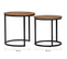 Lot De 2 Tables Basses Gigognes Hawkins Rondes 40/45 Bois Foncé Design Industriel