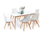 Ensemble Table à Manger Extensible Inga 160-200 Cm Et 6 Chaises Sara Blanches Design Scandinave