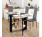 Table Console Pliable Edi 2-6 Personnes Avec Rangements Bois Noir Plateau Façon Hêtre 150 X 80 Cm