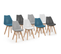 Lot De 8 Chaises Scandinaves Sara Mix Color Blanc X2, Gris Clair X2, Gris Foncé X2, Bleu Canard X2