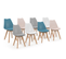 Lot De 8 Chaises Scandinaves Sara Mix Color Pastel Rose X2, Blanc X2, Gris Clair X2, Bleu X2