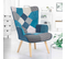 Fauteuil Scandinave Ivar En Tissu Patchwork Et Velours Bleu