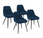 Lot De 4 Chaises Thalya En Velours Bleu Avec Accoudoirs