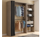 Dressing Extensible Bois Noir Marty 120/170x50x180cm Avec Rideau + Double Penderie + Étagères