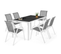 Salon De Jardin Madrid Table 150 Cm Et 6 Chaises Empilables Blanc Et Gris