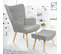 Fauteuil Scandinave Ivar Avec Repose Pieds Gris Clair