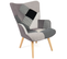 Fauteuil Scandinave Ivar En Tissu Patchwork Noir, Gris Et Blanc