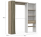 Dressing Extensible Blanc Bois Marty 120/170x50x180cm Avec Rideau + Double Penderie + Étagères