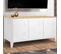 Buffet Bas 113 Cm Ester 3 Portes Métal Blanc Plateau Bois Design Industriel