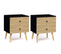 Lot De 2 Tables De Chevet Emmie 2 Tiroirs Scandinaves Noir Et Hêtre