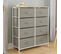 Commode 8 Tiroirs En Tissu Alta 80 Cm Gris Clair Et Plateau Effet Bois Design Industriel