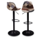 Lot De 2 Tabourets De Bar Karl Design Patchworks Marron, Gris Et Beiges Pied Noir