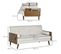 Canapé Convertible 3 Places Design Scandinave Tissu Aspect Lin Beige