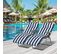 Lot De 2 Chaises Longues Pliables Bleu Blanc