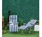 Lot De 2 Chaises Longues Pliables Bleu Blanc