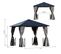 Pavillon De Jardin Tonnelle Rigide Dim. 3l X 3l X 2,63h M Alu Polycarbonate Noir Rideaux Gris