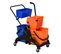 Chariot De Nettoyage Professionnel Presse à Mâchoire 2 Seaux + Rangement Orange Bleu