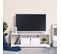 Meuble TV Design 3 Niches + Placard Double Porte - Panneaux Particules Blanc