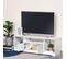 Meuble TV Design 3 Niches + Placard Double Porte - Panneaux Particules Blanc