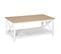 Table Basse Rectangulaire Étagère à Lattes Plateau Imitation Chêne Clair Mdf Blanc