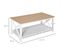 Table Basse Rectangulaire Étagère à Lattes Plateau Imitation Chêne Clair Mdf Blanc