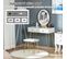 Coiffeuse Design - Miroir Led Intégré - 2 Tiroirs + 1 Organisateur - Tabouret Inclus