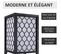 Lampadaire 3 Étagères Mdf Noir Abat-jour Tissu Motif Nid D'abeille