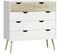 Commode 5 Tiroirs Design Scandinave Blanc Aspect Chêne Clair