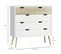 Commode 5 Tiroirs Design Scandinave Blanc Aspect Chêne Clair