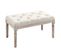 Tabouret Capitonné Style Classique Bois Sculpté Aspect Lin Beige