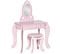 Coiffeuse Enfant Et Tabouret Design Girly Avec Motifs à Cœur Rose