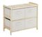 Commode 4 Tiroirs Tissu Polyester Beige Bois Sapin