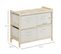 Commode 4 Tiroirs Tissu Polyester Beige Bois Sapin