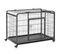 Cage Chiens Pliable Sur Roulettes 2 Portes Verrouillables Métal Gris Noir